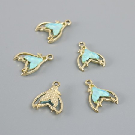Decor for creativity metal, rhinestones "tail of the mermaid" blue 2.1x1.6 cm