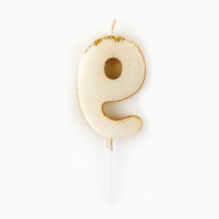 A candle for a cake, a number, brilliant “9”, gold, 4 x 10 cm.-3