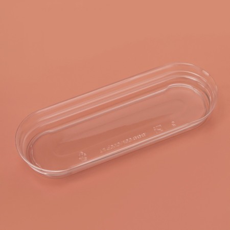 A plastic disposable lid for oval “lemoncello” cream, 12.5 × 4.5 × 1.5 cm-3