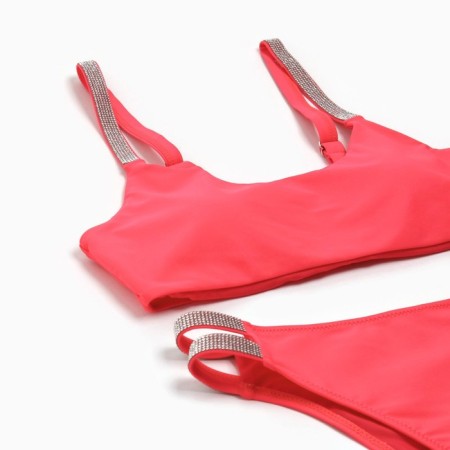 Female Separate Minaku swimsuit with rhinestones, pink color, size 48-8