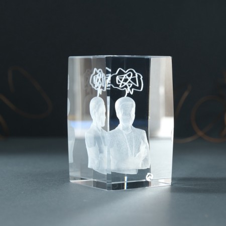Souvenir glass rectangle "Thinker" 5x5x8 cm-2