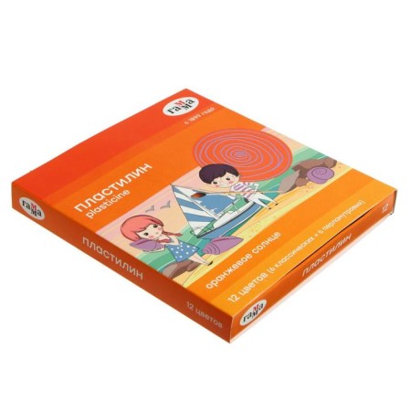 Plasticine 12 colors 156 g, (6 classic + 6 pearly) gamut "Orange Sun", with stack, cardboard packaging 130520203-2