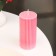 Candle-cylinder with faces, 5x10 cm, pink, 6 hours