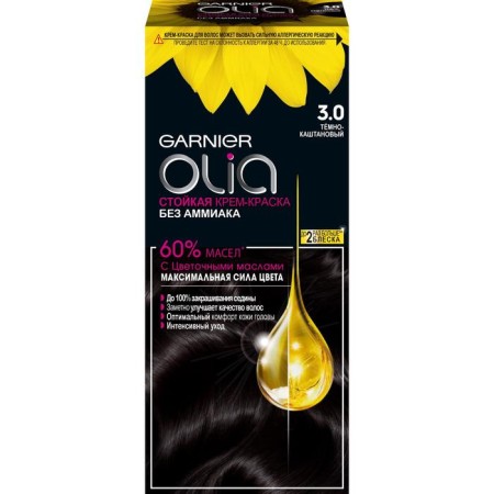 Hair Cream Garnier Olia, tone 3.0 dark brown