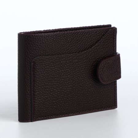 Men's purse on the button, a department for cards, coins, brown color-1