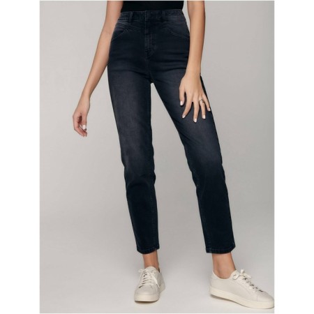 Women's jeans with a high landing CONTE Elegant Mom Fit, size XS, color Washed Black-5
