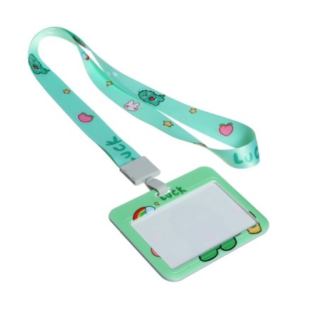 Horizontal badge 10 x 7.8 cm, internal size 5.2 x 8.2 cm, tape 42 cm, with a pattern of Dino-3