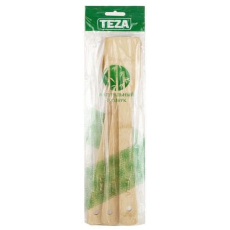 Set 3 objects: straight blade, scapula with slots, spoon, 30x6 cm, bamboo-1