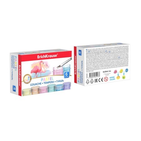 Gouache 6 colors x 20 ml, Erichkrause Pastel, pastel palette-3