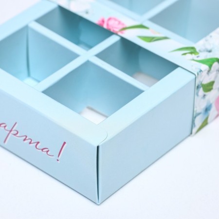 Box for sweets 6 pcs, "pink roses" 13.7 x 9.8 x 3.9. Confectionery packaging-4