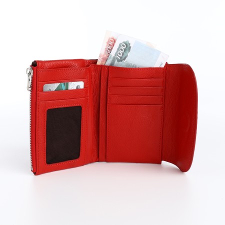 Women's wallet on magnet, red color-5