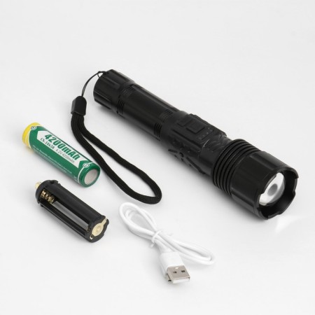 Manual battery flashlight 1500 lm, 4.2 V, 1200 mAh, 200 m, p50, COB, 5 modes-1