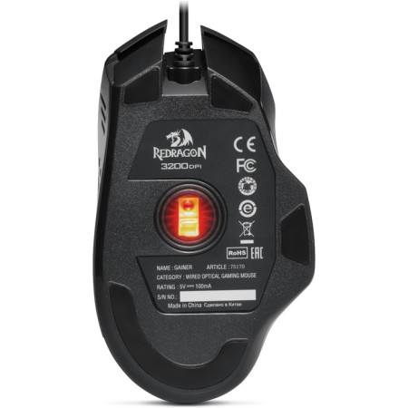 Mouse Redragon Gainer, Game, Wending, Lighting, 3200 DPI, USB, Black-8