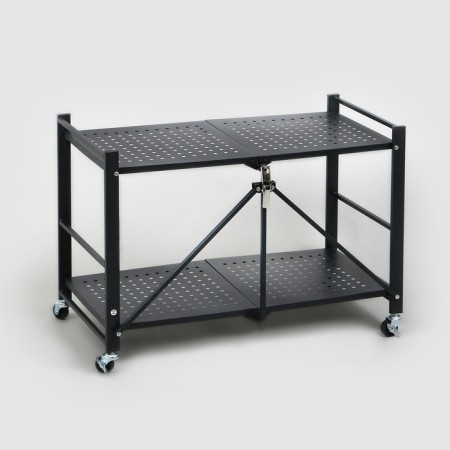 Folding rack on wheels, 2 shelves, 71.5 × 34 × 55, black matte color-4