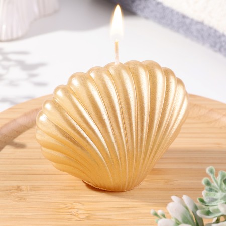Figured varnished “shell” candle, 3.2x4.5 cm, gold-1