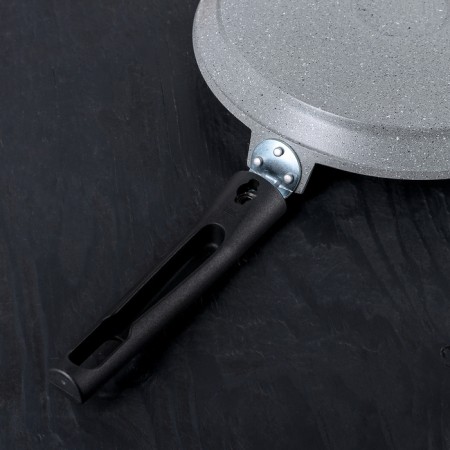 Pancake pan, d = 24 cm, plastic handle, anti -stick coating, light marble color-5