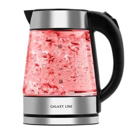 Electric kettle Galaxy Line GL 0561, glass, 1.7 l, 2200 watts, silver-black-1