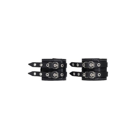 Shackles with two belts and a red lining Pecado BDSM, leather, black-3