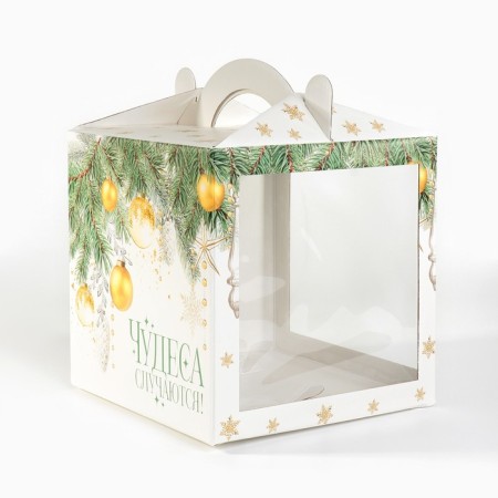 Confectionery box with a window, a chest, “Cozy New Year” 20 x 20 x 20 cm, New Year-1