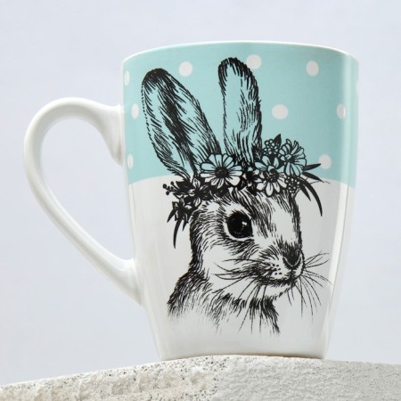 Ceramic "Bunny" mug, 350 ml, white color-1