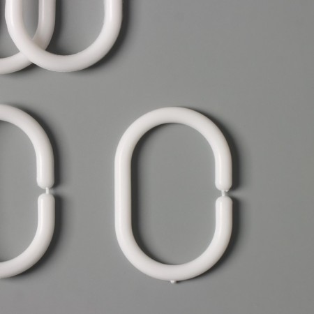 A set of rings for curtains in the bathroom, plastic, 12 pcs, white color-3