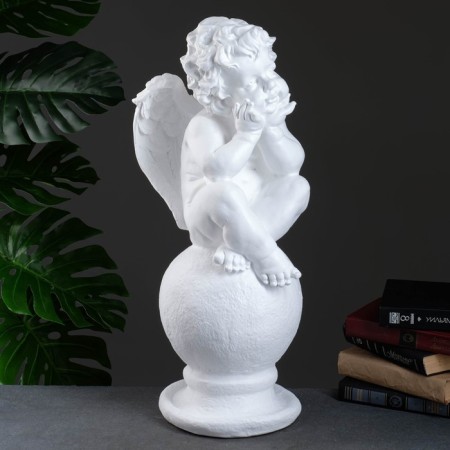 Figure "Angel on the ball" Big white 26x27x64cm