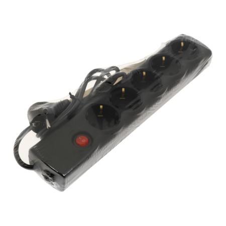 Luazon Lighting network filter, 5 outlets, 1.5 m, 2200 watts, 3x0.75 mm2, 10 A, 220 V, CUSTER, Black-7