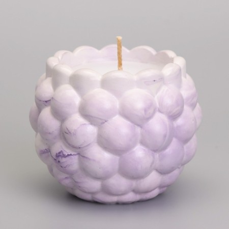 Candle "Shar" in the candlestick with spherical faces of gypsum, 8x7 cm, marble with purple. strip-1