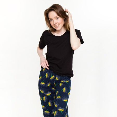 Female set (T -shirt, trousers), black color, size 50-2