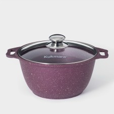 Кастрюля Trendy style, 3 л, d=26 см, h=18,5 см, стеклянная крышка, антипригарное покрытие, цвет фиолетовый