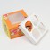 Packaging for 4 cupcakes with a window, "Love is...", orange, 16 x 16 x 10 cm