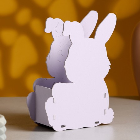 Kashpo "Bunny with a bow", 13.5x7x19.5 cm, oak, lilac-1
