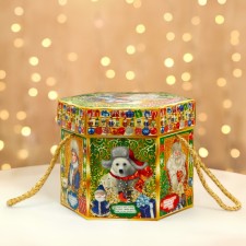 New Year. Gift box New Year's hexagon Small 