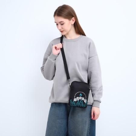 Youth bag on a long AGONY belt, 20 x 15 x 3 cm, lightning department, black color-6