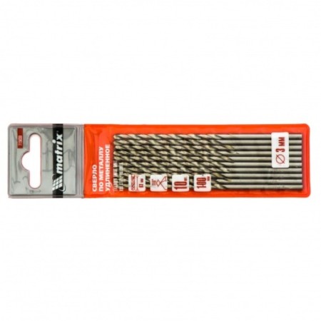 The metal drill elongated Matrix, 3x100 mm, HSS, cylindrical shank, D = 3 mm, 10 pcs. 74367-3