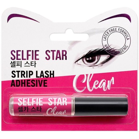 Glue for overhead eyelashes with a Selfie Star brush, the color is transparent, 5 g