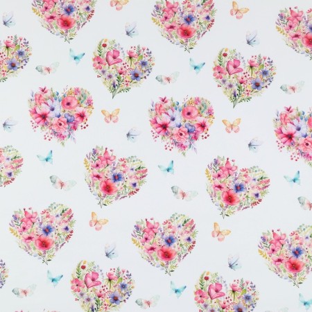 Glossy packaging paper "Flower hearts", 70 x 100 cm-1