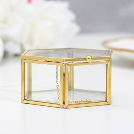 Casket for the rings "hexagon", 8x7x4 cm, glass-5