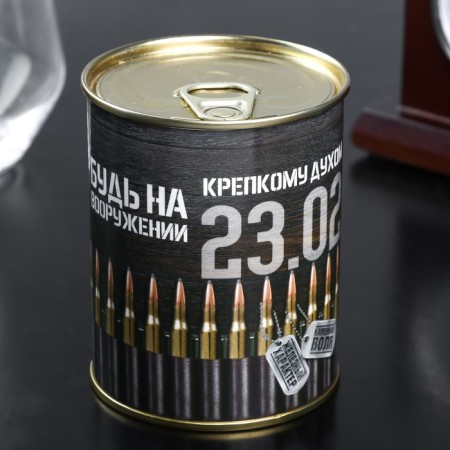 A set of whiskey stones in a tin can "Strong Spirit 23.02.", 9 pcs