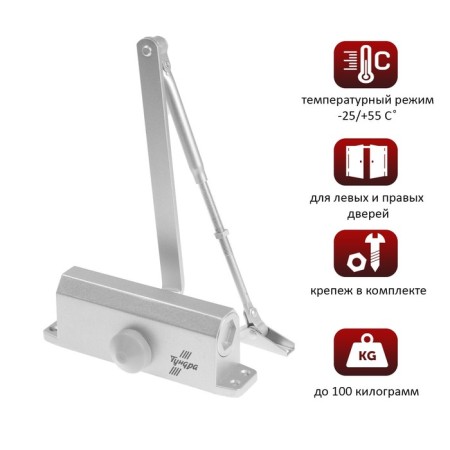 D100SL TD door tundra closer, up to 100 kg, silver color-4