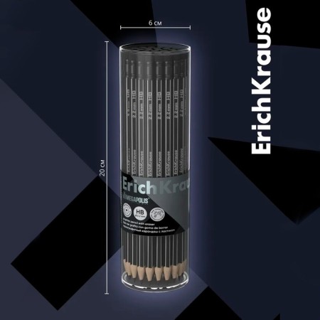 Chernographic pencil with Erich Krause "Megapolis", HB, Grifel D = 2.2 mm, wood, hexagonal in a tube, black case-3