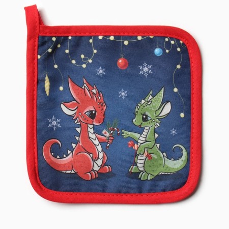 Set of kitchen. Dolyana "New Year's Duet": mittens 20x28 cm, severity 17x17 cm, 35% HL, 65% PE-3
