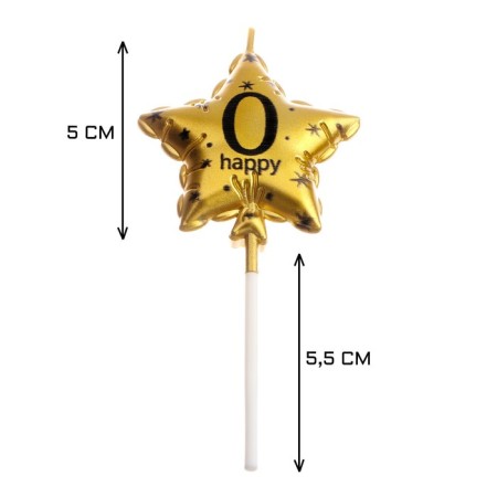 Candle in the cake on the skewer "Air ball. Star", number 0, 5.5 cm, gold-2