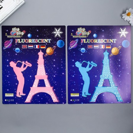 The phosphorus sticker "Eiffel Tower and Saxophonist" with adhesive. Podush. set 2 pcs Mix 29.5x25 cm 788219-1