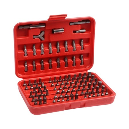 Set of bits Sparta, 100 pcs, adapters for bit, CRV, in plastic boxing