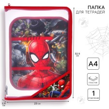 Plastic A4 folder, with zipper, spider-man