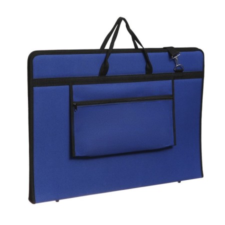 Folder for drawings and drawings for artists A2, 650 x 450 x 40 mm, with handles, textile, with pockets, "inspiration" 1B21, blue-2