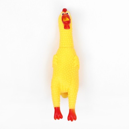 Brying toy "Rooster" for dogs, 16 cm, yellow-1