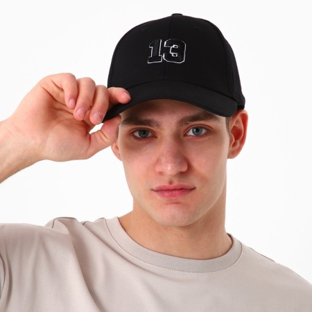 Male cap "13", black color, rr 56-8