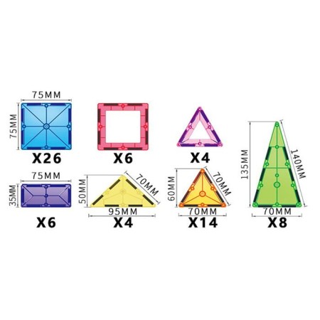 Magnetic designer "Geometric figures", 68 parts-2